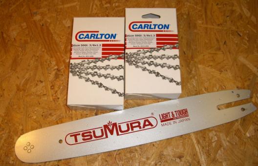 14" Tsumura svärd med 2 Carlton sågkedjor till Stihl motorsågar 